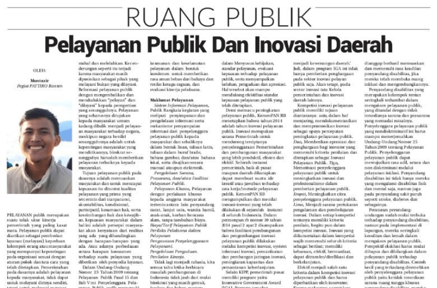 Pelayan Publik dan Inovasi Daerah