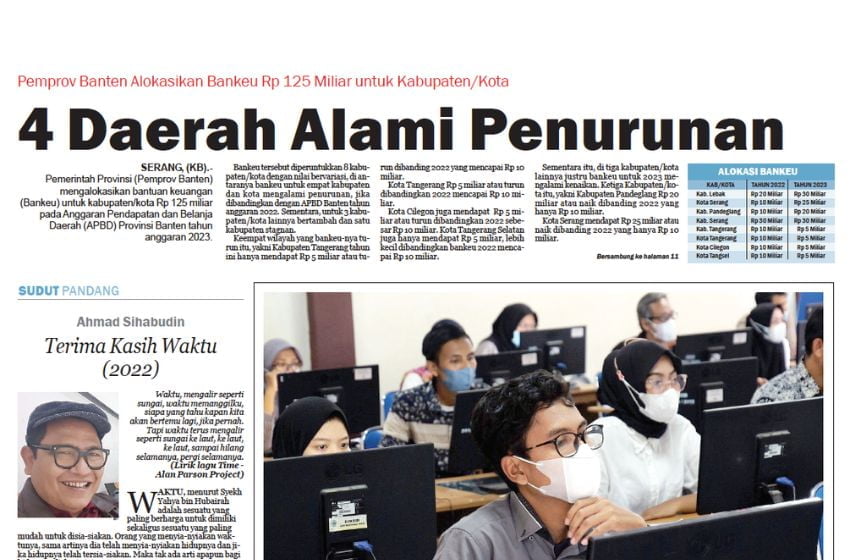 Pemprov Banten Alokasikan Bankeu Rp 125 Miliar untuk Kabupaten/Kota