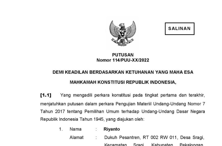 Keputusan MK Tentang Sistem Pemilu (1)